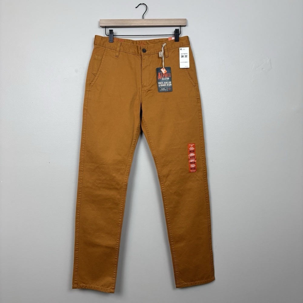 Dockers‎ Pants Mens 30x32 Brown Alpha Slim Tapered Khaki Zippered Fly Pockets